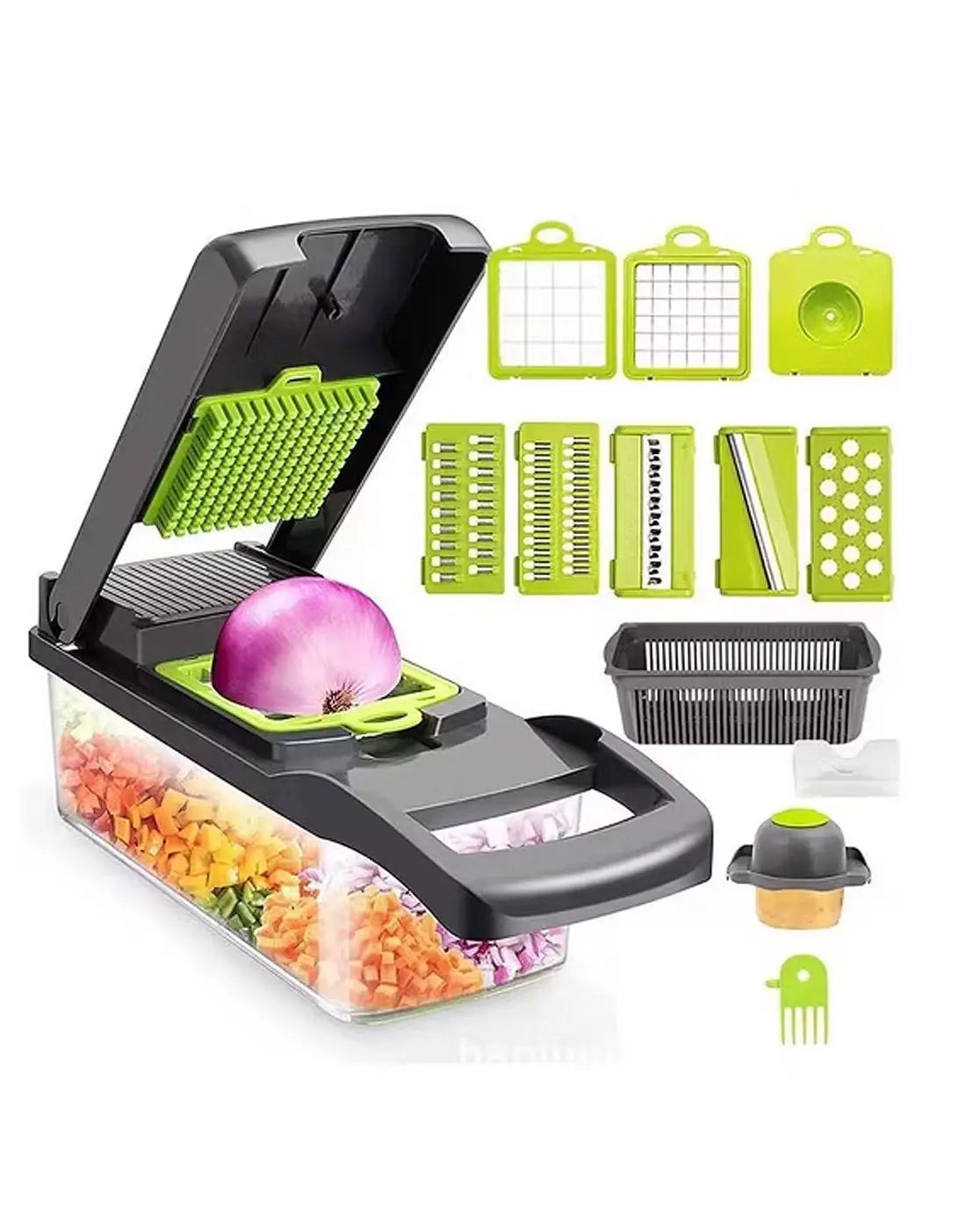 16 in 1 Multifunctional Vegetable Chopper, Cutter, Dicer & Slicer with 8 Interchangeable Blades